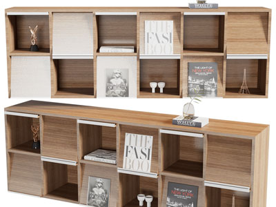 现代实木开放式书柜