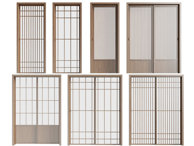 日式单扇平开门、双扇推拉门