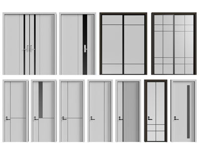 现代双扇、单扇平开门、推拉门