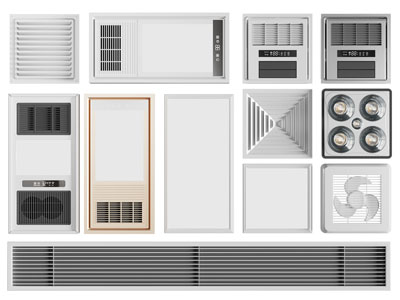 现代空调出风口、暖风扇、浴霸3d模型 现代空调出风口、暖风扇、浴霸