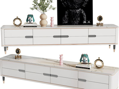 现代轻奢电视柜、摆件组合