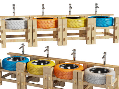 工业风loft轮胎造的洗手台、洗手盆