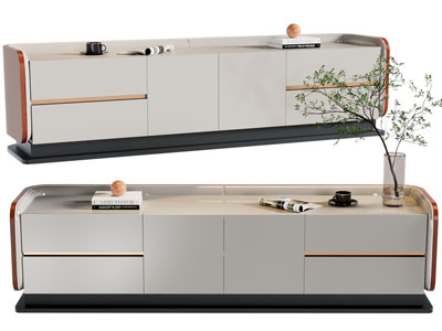 现代电视柜、摆件