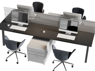 现代四人位办公桌椅组合