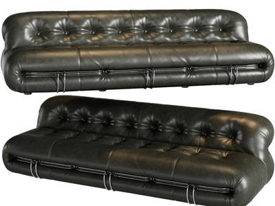 现代无扶手皮质多人沙发