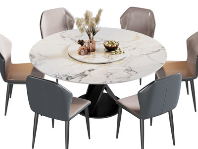 现代圆形餐桌椅组合