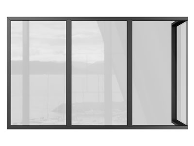 现代阳台转角推拉窗户