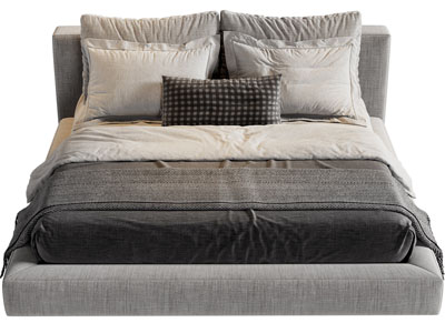 现代布艺双人床