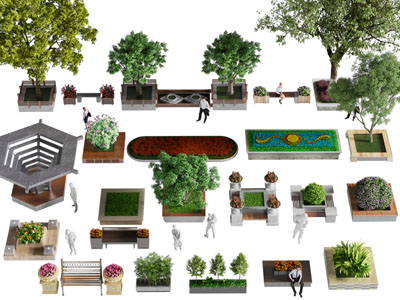 现代户外花坛公共椅子、树池坐凳、坐椅