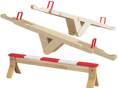 现代木质跷跷板游乐设备3d模型 现代木质跷跷板游乐设备