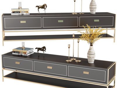 现代轻奢电视柜、摆件组合