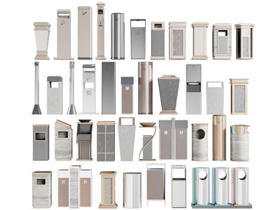 现代酒店电梯间垃圾桶3d模型 现代酒店电梯间垃圾桶