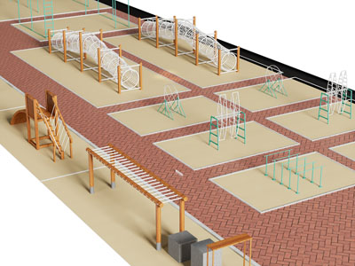 现代训练器材、百米障碍训练场3d模型 现代训练器材、百米障碍训练场