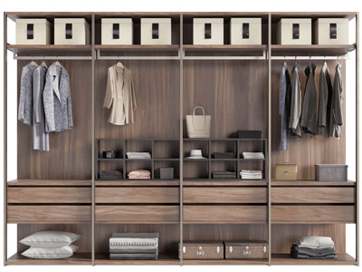 现代实木开放式衣柜3d模型 现代实木开放式衣柜