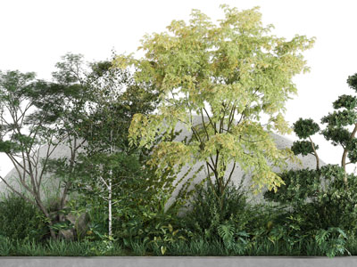 现代树木、花坛景观园艺小品