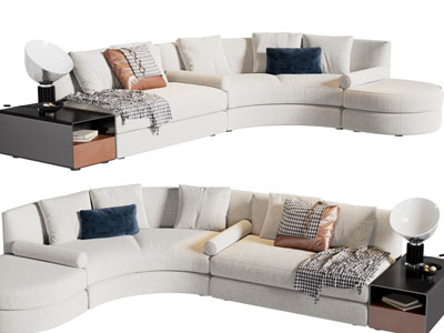 现代弧形多人沙发