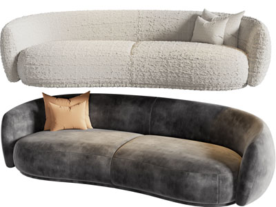 现代布艺双人沙发3d模型 现代布艺双人沙发