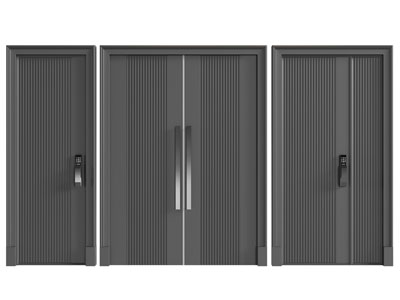 现代带密码锁的单扇、双扇、子母平开门