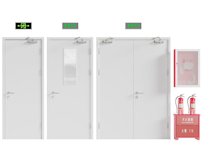 现代单扇、双扇金属消防平开门