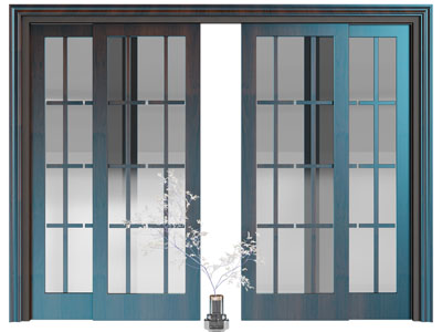 现代实木边框的推拉门