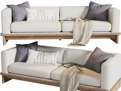 现代布艺双人沙发3d模型 现代布艺双人沙发