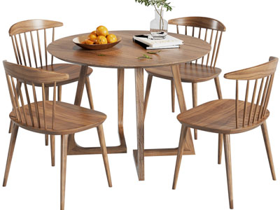 北欧实木圆形餐桌椅组合