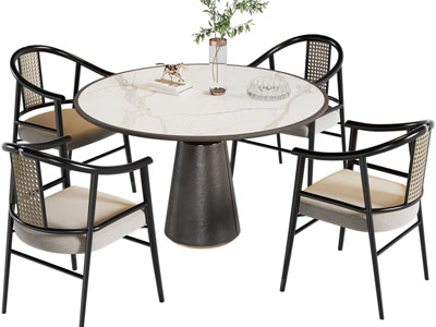 现代圆形餐桌椅组合