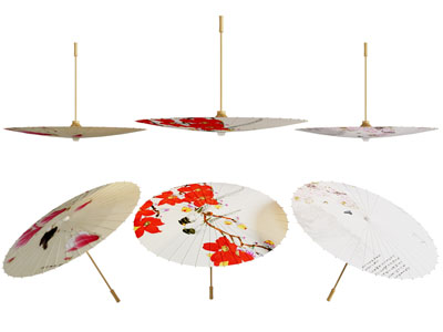 中式花鸟图案的纸伞