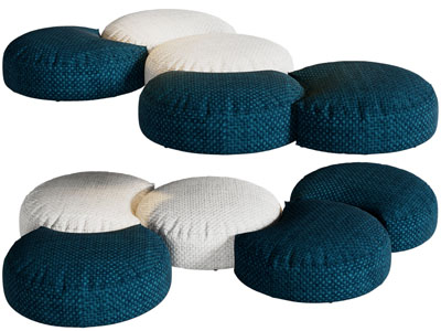 现代圆形拼接沙发凳、坐垫