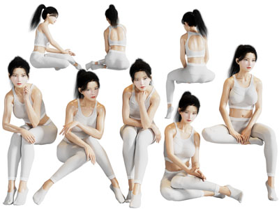 坐着思考的女人、姑娘、美女人物