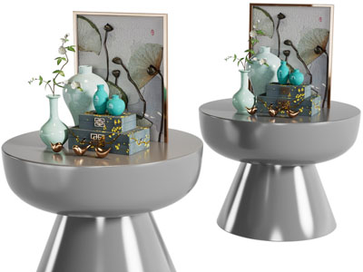 新中式花瓶、装饰画摆件组合