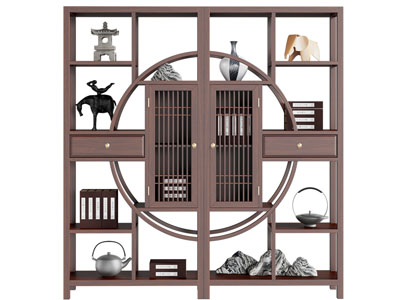 新中式对称实木装饰柜