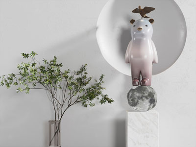 现代小熊雕塑雕刻摆件组合