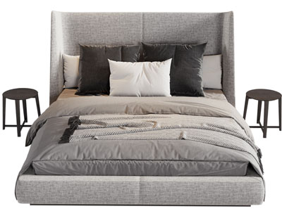 现代布艺双人床