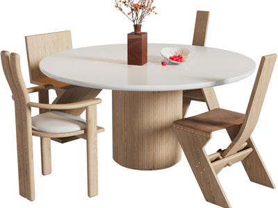 现代圆形餐桌椅组合