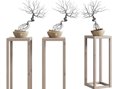 新中式花架盆景摆件组合