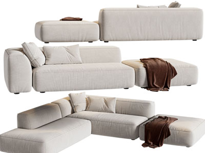 现代布艺多人沙发