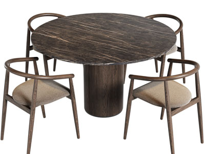 现代圆形餐桌椅组合