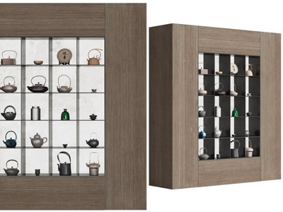 新中式茶壶、茶饼展柜、货架