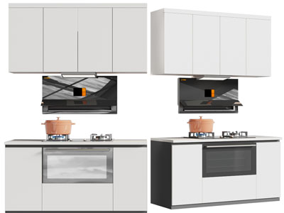 现代燃气灶、抽油烟机