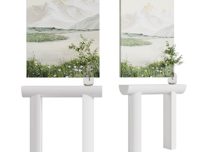 侘寂风端景台、装饰画3d模型 侘寂风端景台、装饰画