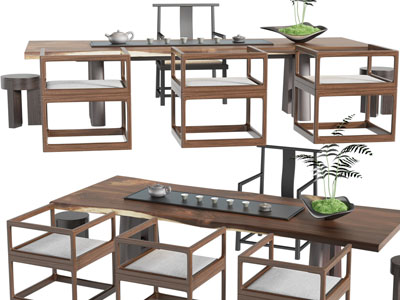 新中式茶桌椅组合