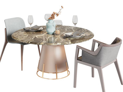 现代圆形餐桌椅组合