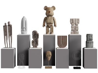 现代暴力熊雕塑雕刻摆件组合