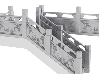 新中式石雕扶手台阶、旋转楼梯3d模型 新中式石雕扶手台阶、旋转楼梯