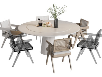 现代圆形餐桌椅组合