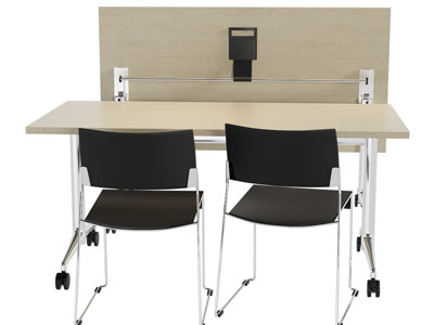 现代带滑轮的办公桌椅组合