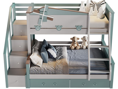 现代实木儿童上下床