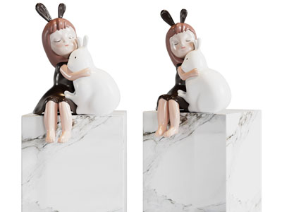 现代小女孩雕塑雕刻摆件