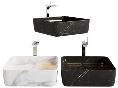 现代方形大理石洗手盆